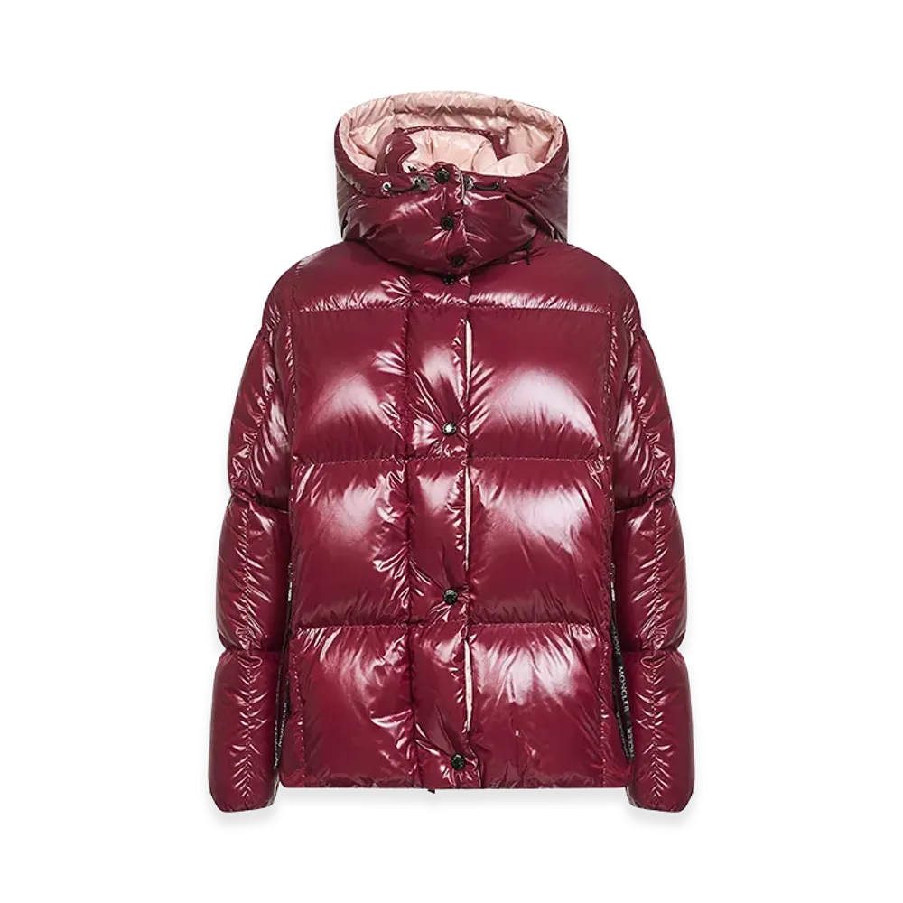 MONCLER Women's Parana Hooded Short Down Jacket In Shiny Nylon "Bordeaux"