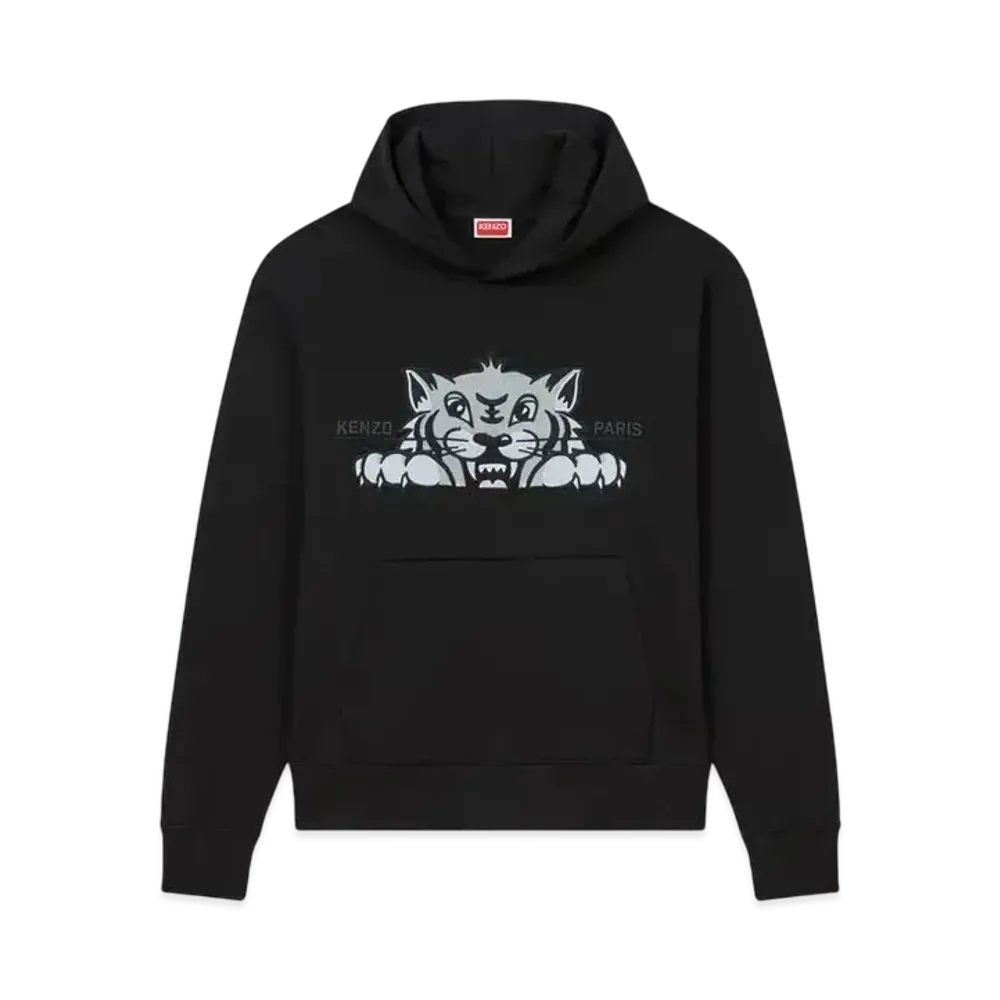 KENZO 'Happy Tiger' Embroidery Hoodie "Black"