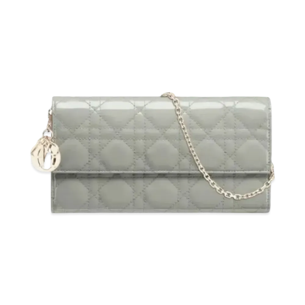 Dior Patent Leather Long Wallet "Rock Gray"