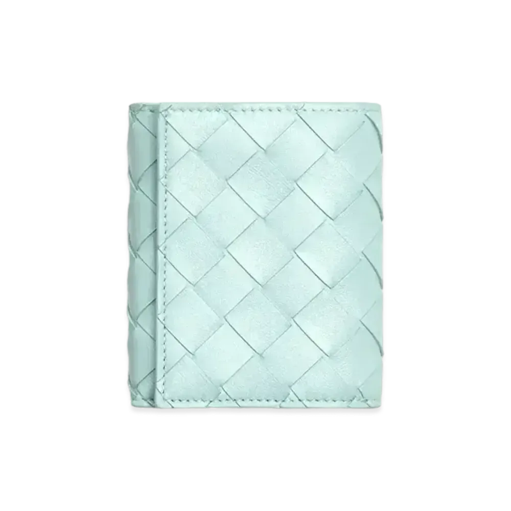 Bottega Veneta Intrecciato Lambskin Calfskin TriFold Mini Wallet "Teal Washed"
