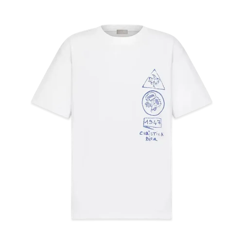 Dior Men's Dior and Hylton Nel T-Shirt, Relaxed Fit Cotton Jersey "White"