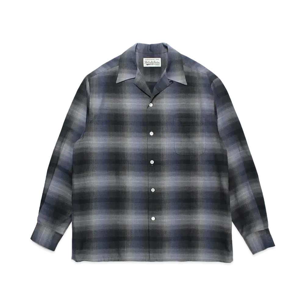 WACKO MARIA Check Open Collar Shirt "Navy"