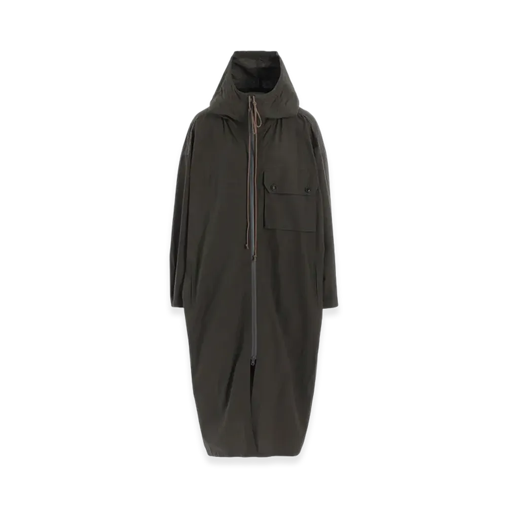 Y's Cotton/Linen Broadcloth Hoodie Coat D "Khaki"