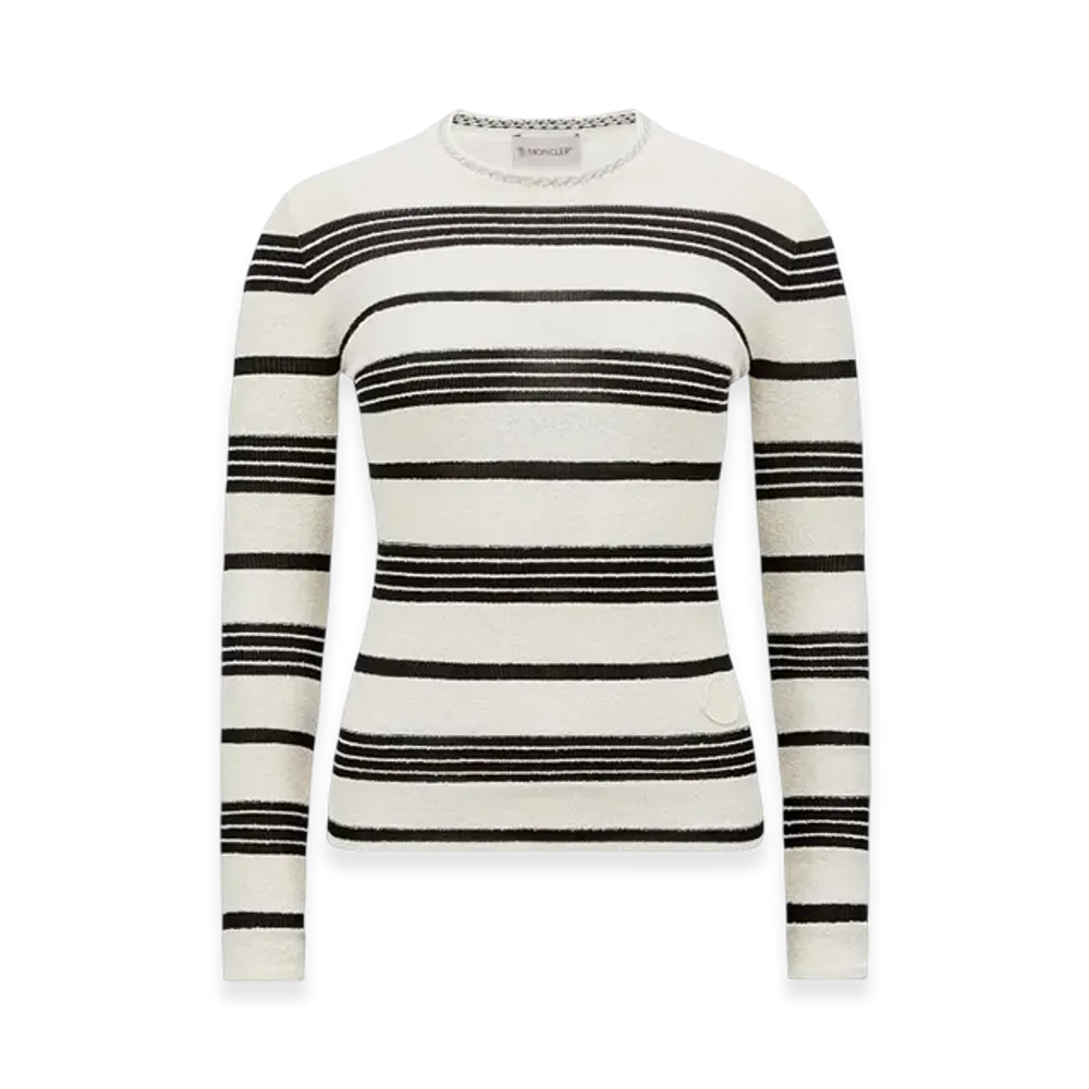 MONCLER Striped Boucle Jumper "Black Red"