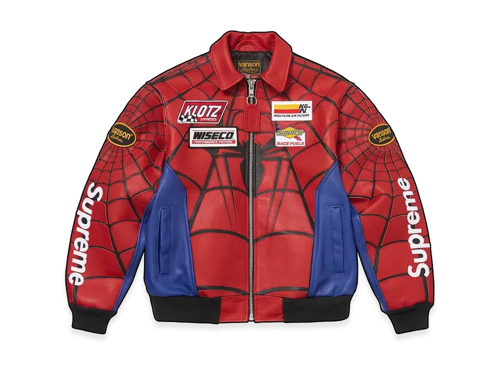Supreme x Vanson Leathers Spider-Man Jacket "Red"