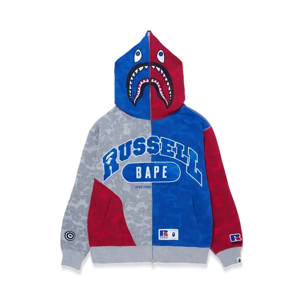 A BATHING APE x RUSSELL Shark Full Zip Hoodie "MULTI"