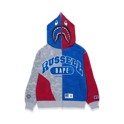 A BATHING APE x RUSSELL Shark Full Zip Hoodie "MULTI"