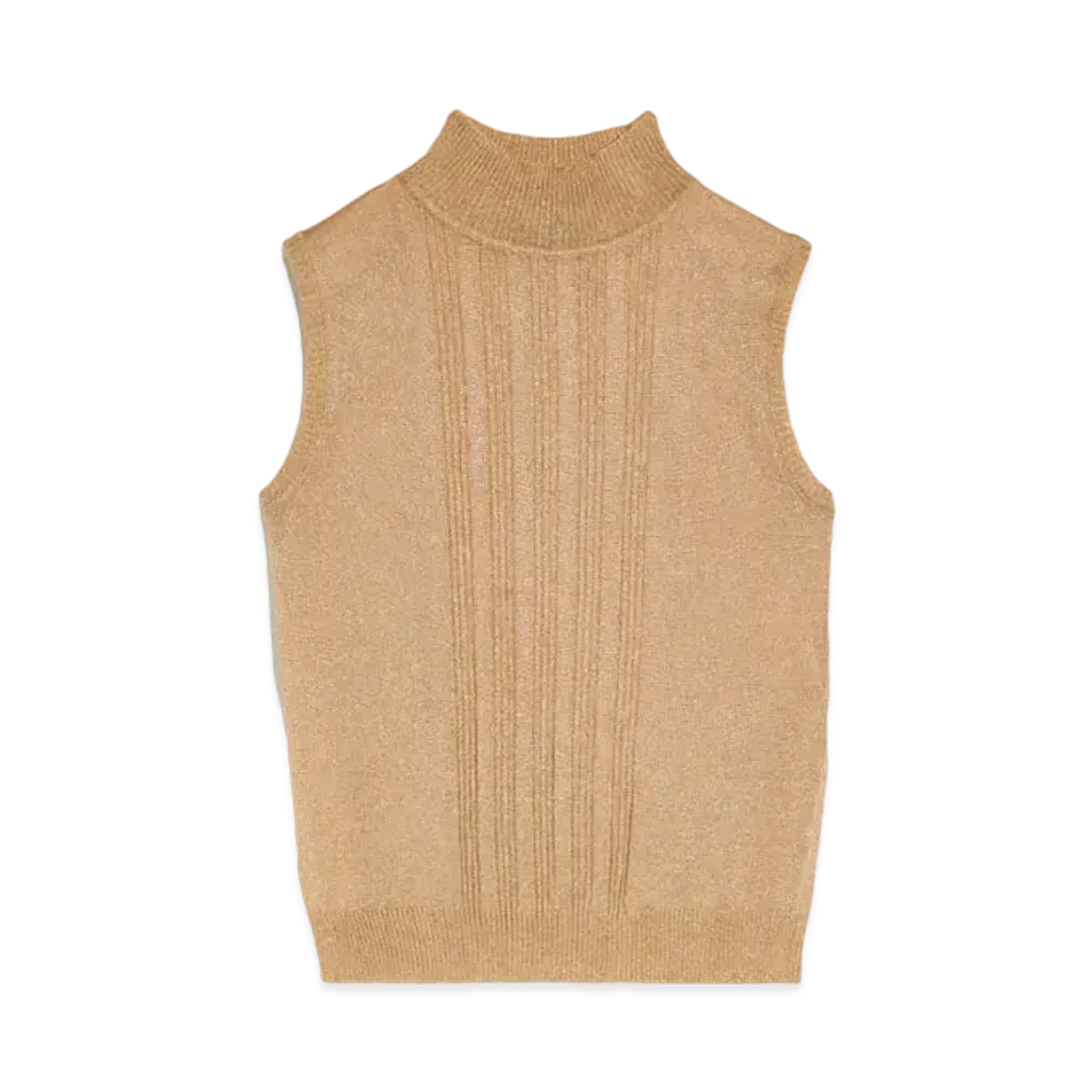 Max Mara Rodezia Viscose Lurex Knit top "Gold"