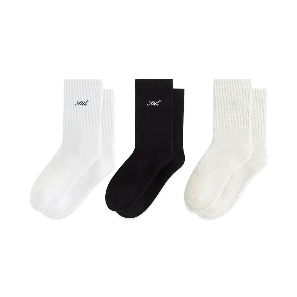 Kith Women's 3-Pack Lightweight Cotton Classic Crew Socks "Multi"