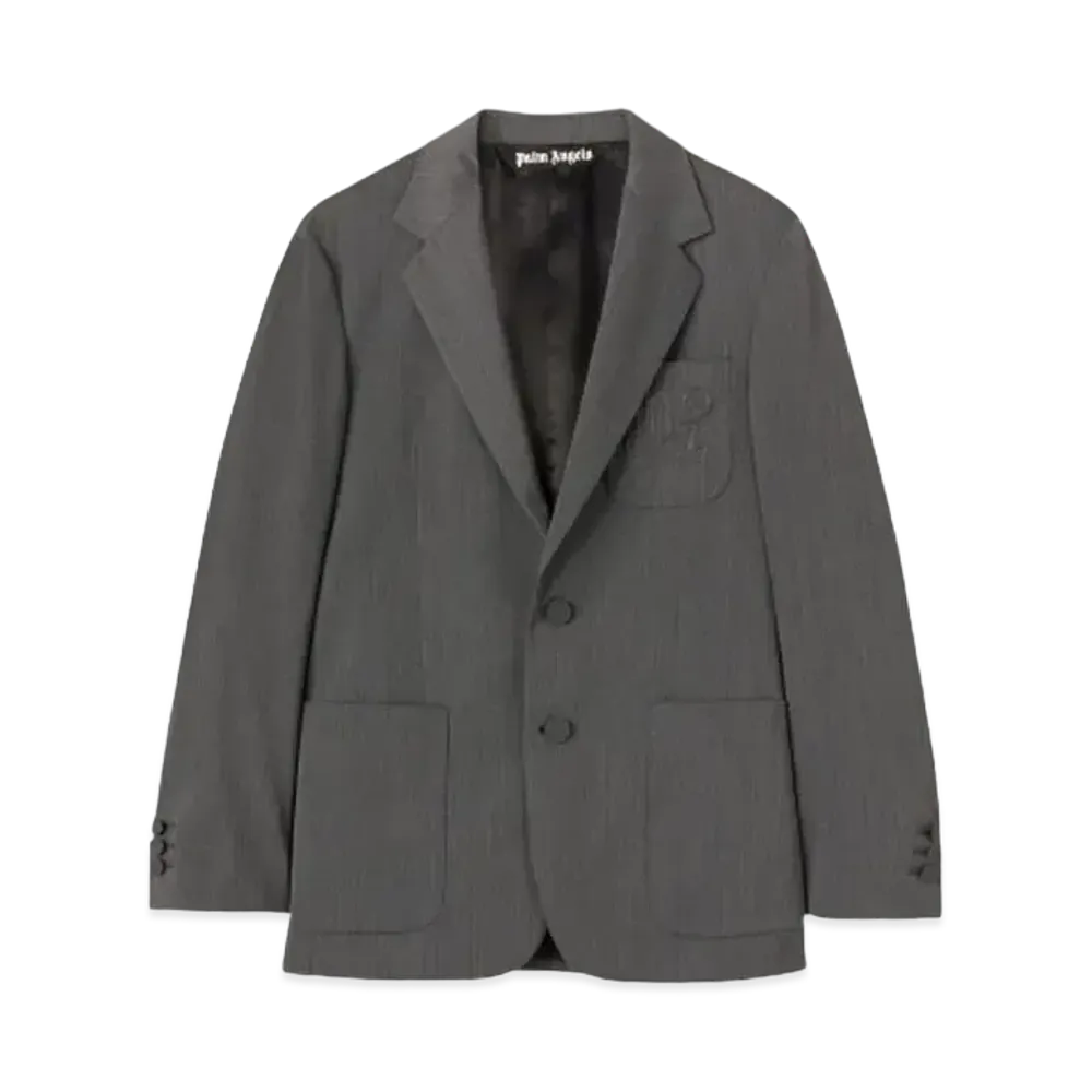 PALM ANGELS Monogram Pocket Blazer "Light Grey"