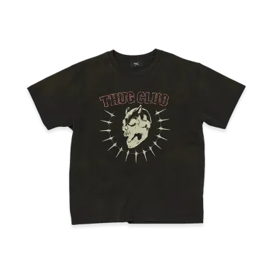 THUG CLUB Vintage Riding Skull T-Shirt "Black"