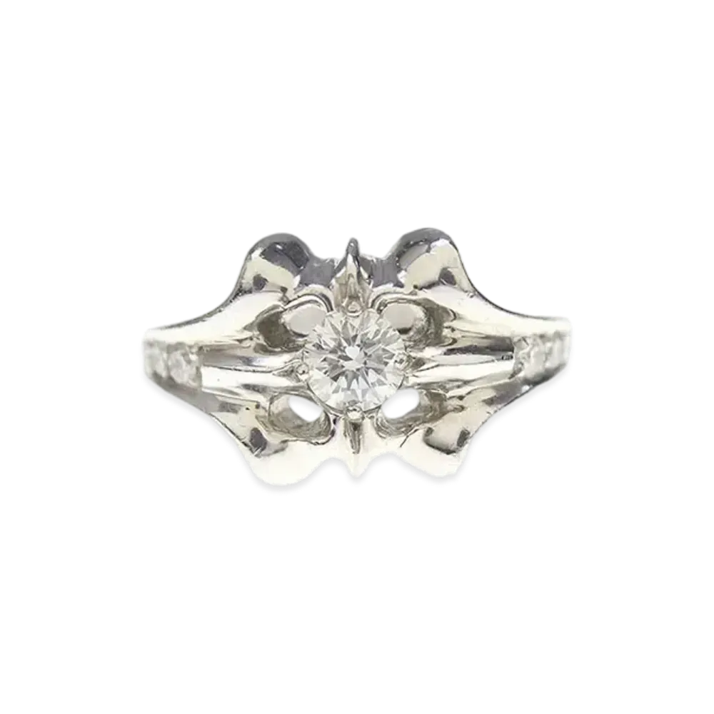 Chrome Hearts 18K SKT Band Pave Diamond Ring "White Gold"