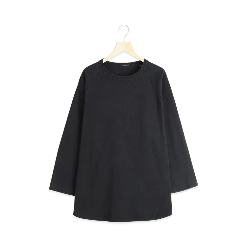 COMOLI Cotton Jersey Baseball T-Shirt "Black"