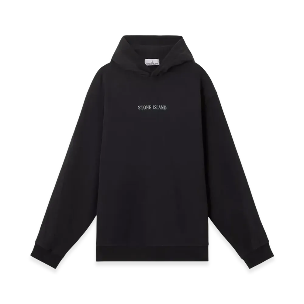 Stone Island 61720 Brushed Organic Cotton Fleece Oversized Fit Hooded Sweatshirt - 24FW "Black"