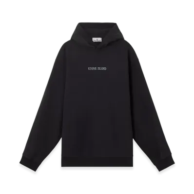 Stone Island 61720 Brushed Organic Cotton Fleece Oversized Fit Hooded Sweatshirt - 24FW "Black"