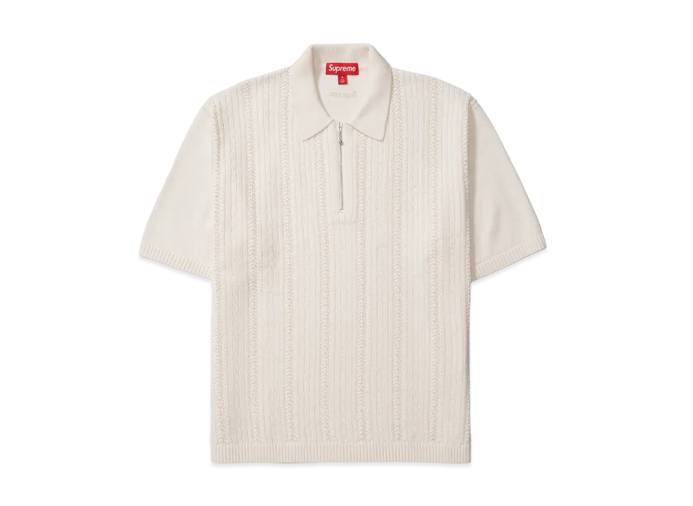 Supreme Beaded Zip Polo "Cream"