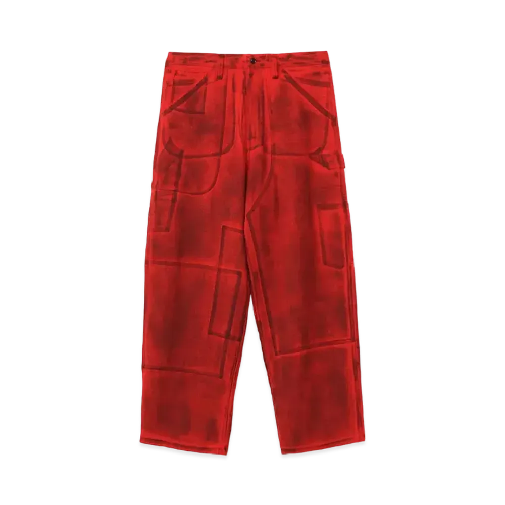 Yohji Yamamoto Y's W/SAXONY ROLLER PAINT WORK PANTS "Red"