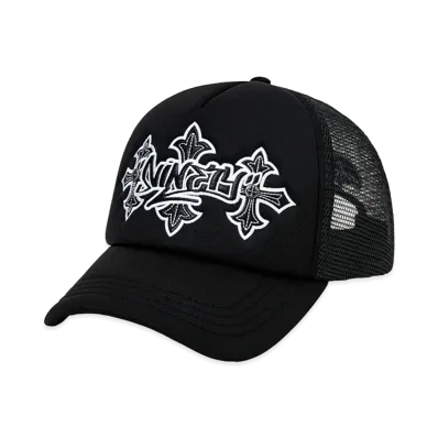 SUPPLIER x 9090 Cross Leather Patch Mesh Cap "Black"