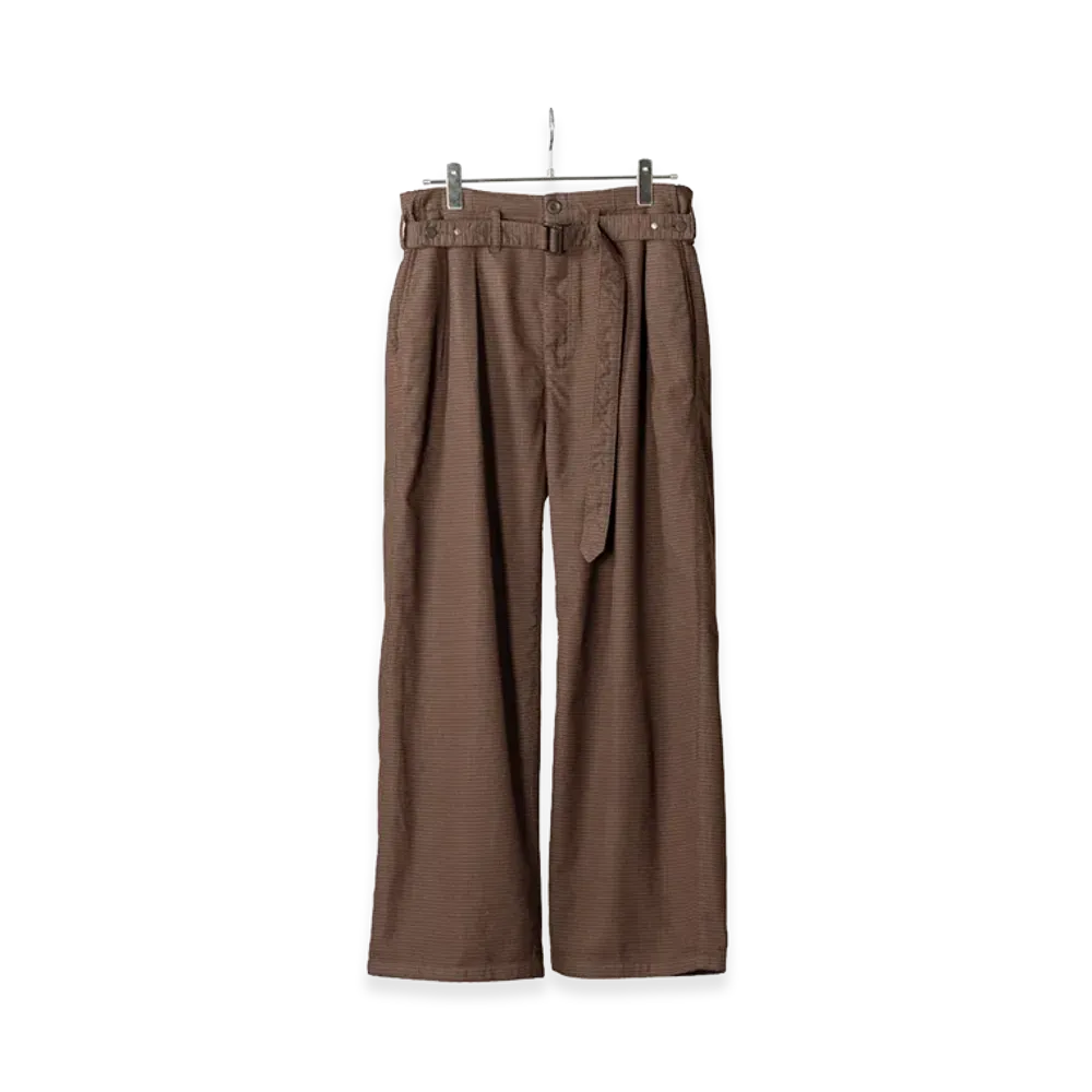 ANCELLM Wool Belted Wide Slacks "Graph Check"