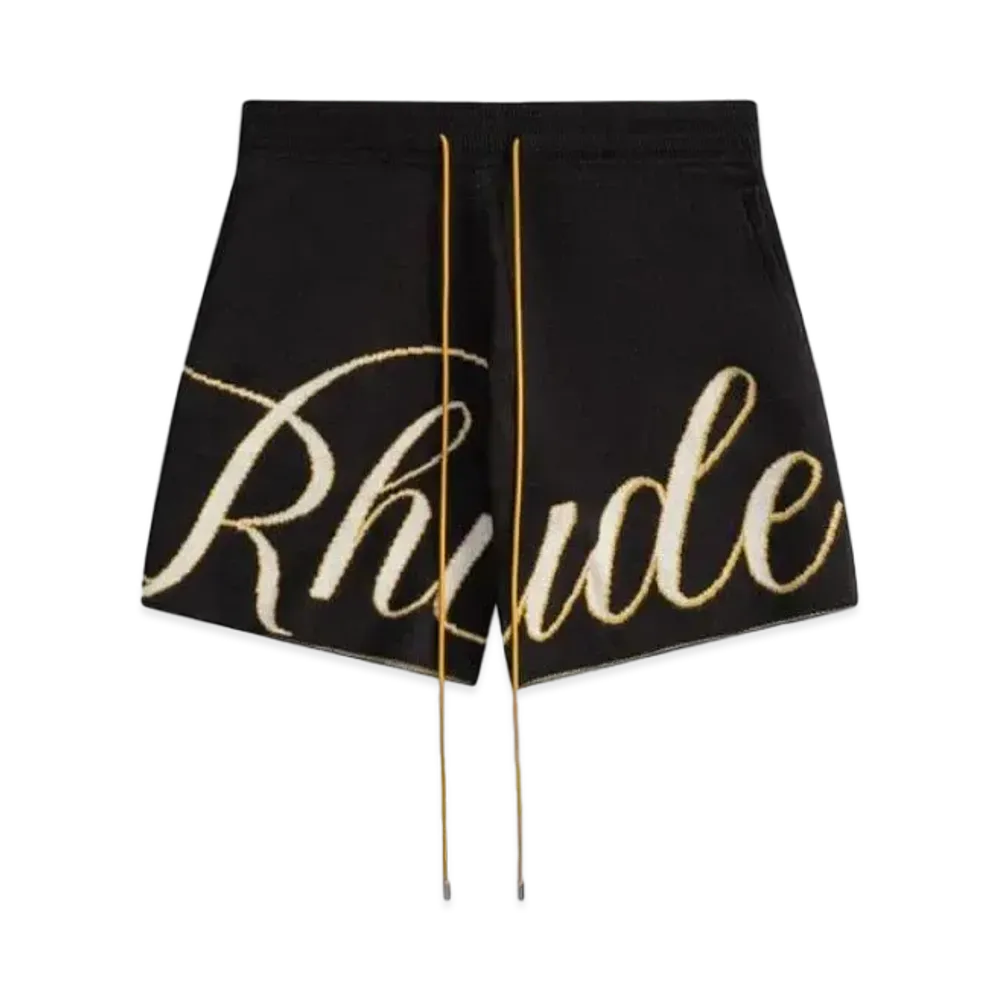 RHUDE Script Logo Knit Short "Black"