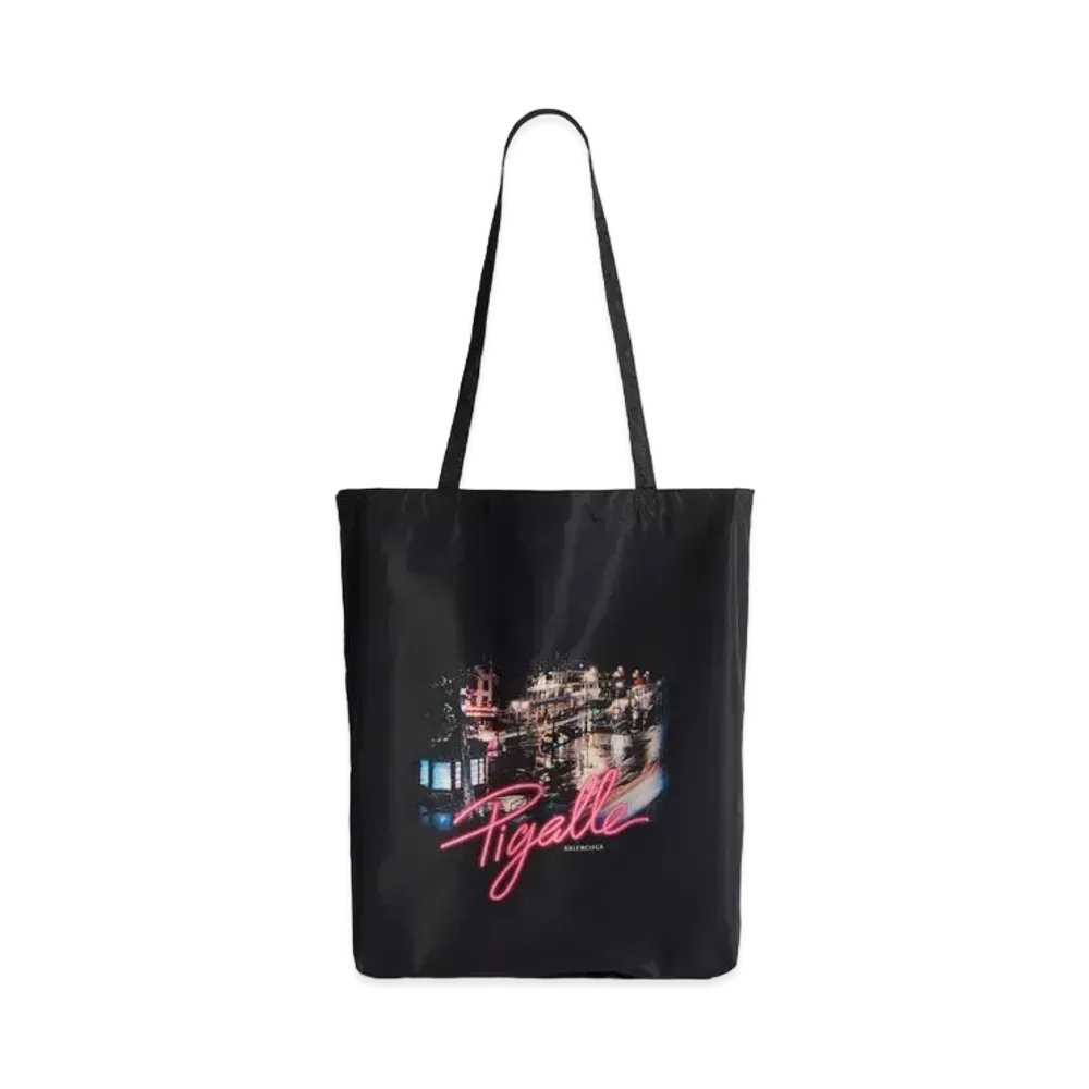 BALENCIAGA Souvenir Medium Shopping Tote Bag in Nylon "Pink/Black"