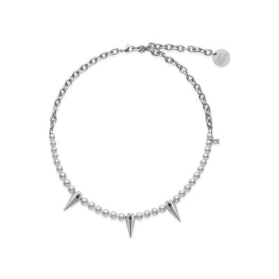 COMME des GARCONS x Mikimoto M CDG Pearl& Chain NecklaceStuds "Silver"