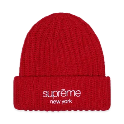 Supreme Classic Logo Chunky Ribbed Beanie "Red" (23FW)