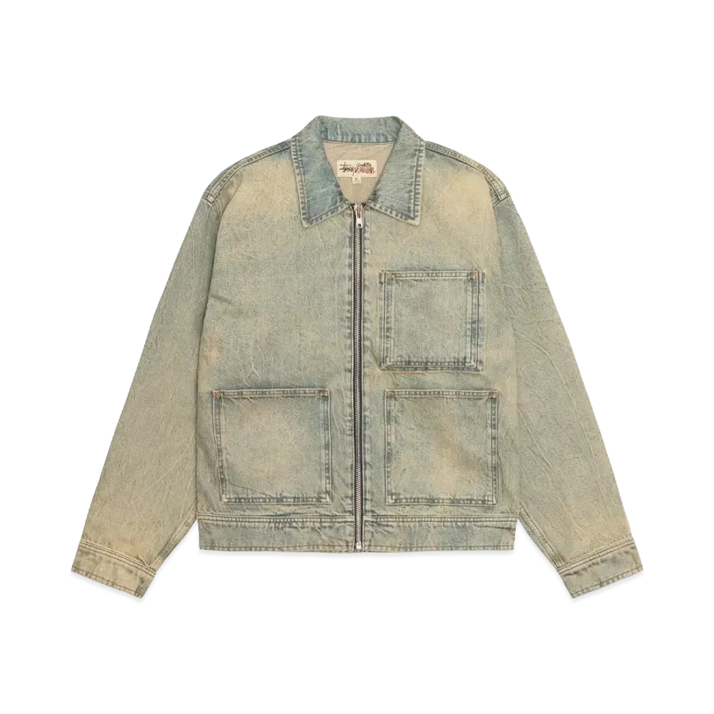 Stussy Denim Zip Work Jacket "Beach Wash"