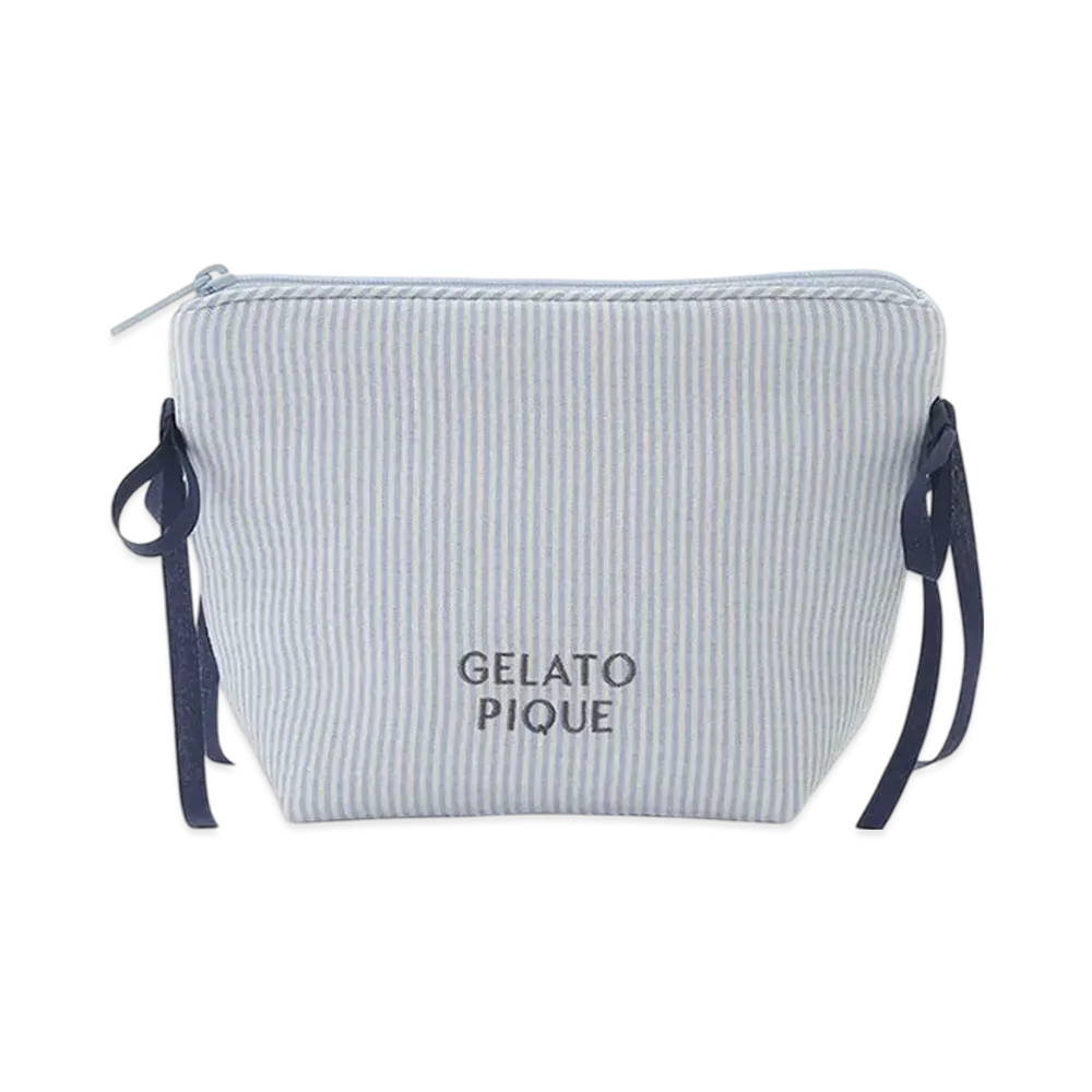GELATO PIQUE Striped Ribbon Pouch "Blue"