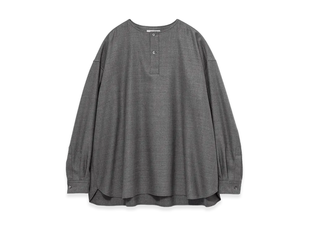 Graphpaper Melange Matt Worsted Collarless Shirt "Stone Gray"