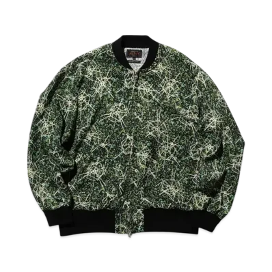 BEAMS Sports Blouson Jacquard Mapping Print "Black"