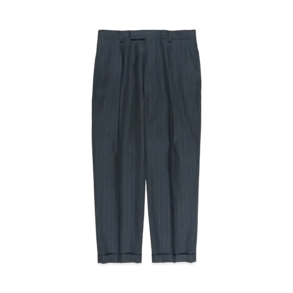 WACKO MARIA STRIPED PLEATED TROUSERS (TYPE-2) "Navy"