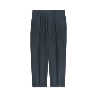 WACKO MARIA STRIPED PLEATED TROUSERS (TYPE-2) "Navy"