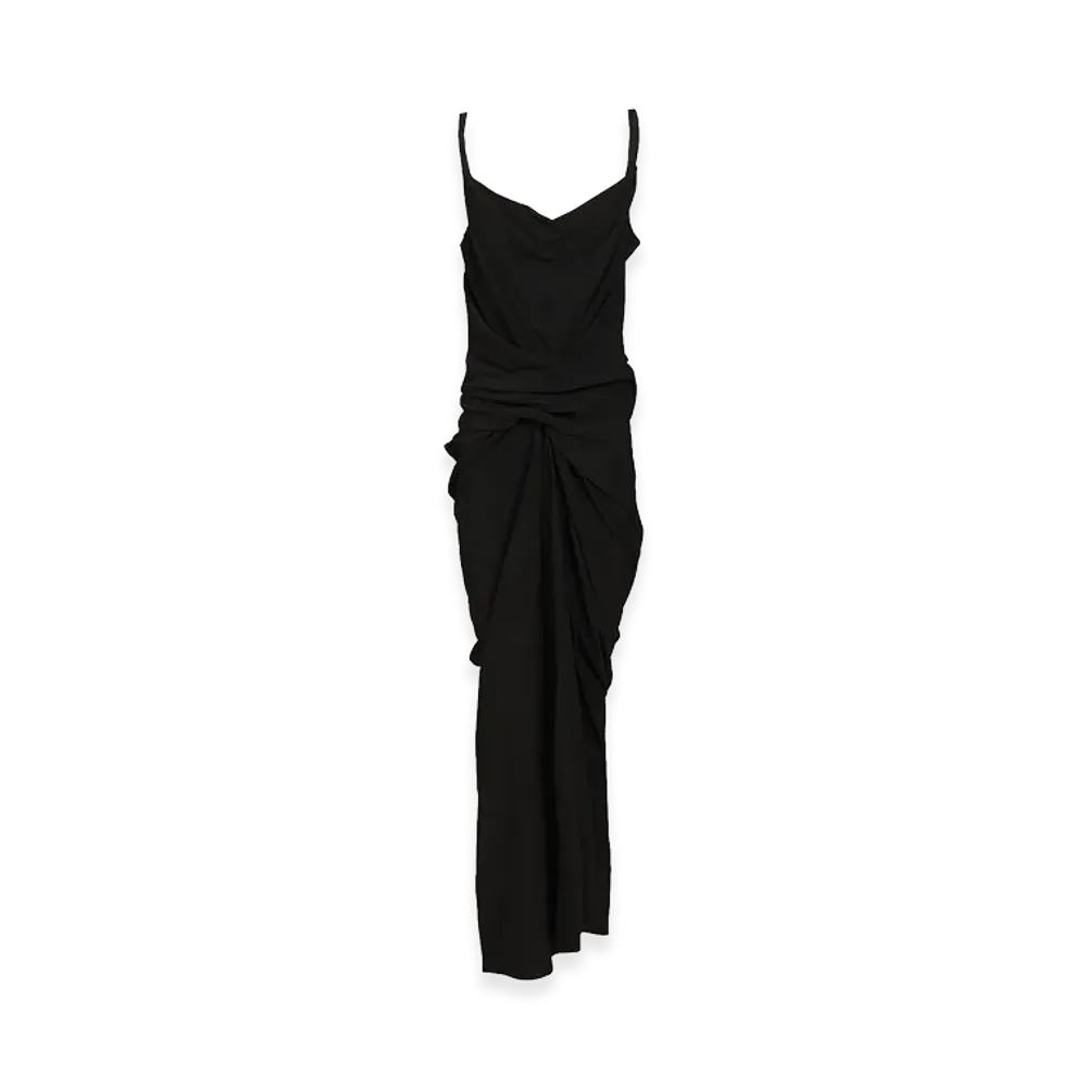 Rick Owens Women's Strutter Draped Dress Heavy Cady "Black"