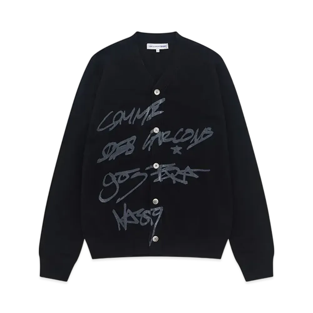 COMME des GARCONS SHIRT x ASAP Nast Script V Neck Cardigan "Black"