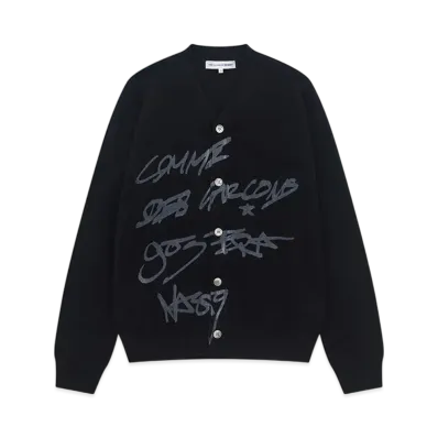 COMME des GARCONS SHIRT x ASAP Nast Script V Neck Cardigan "Black"