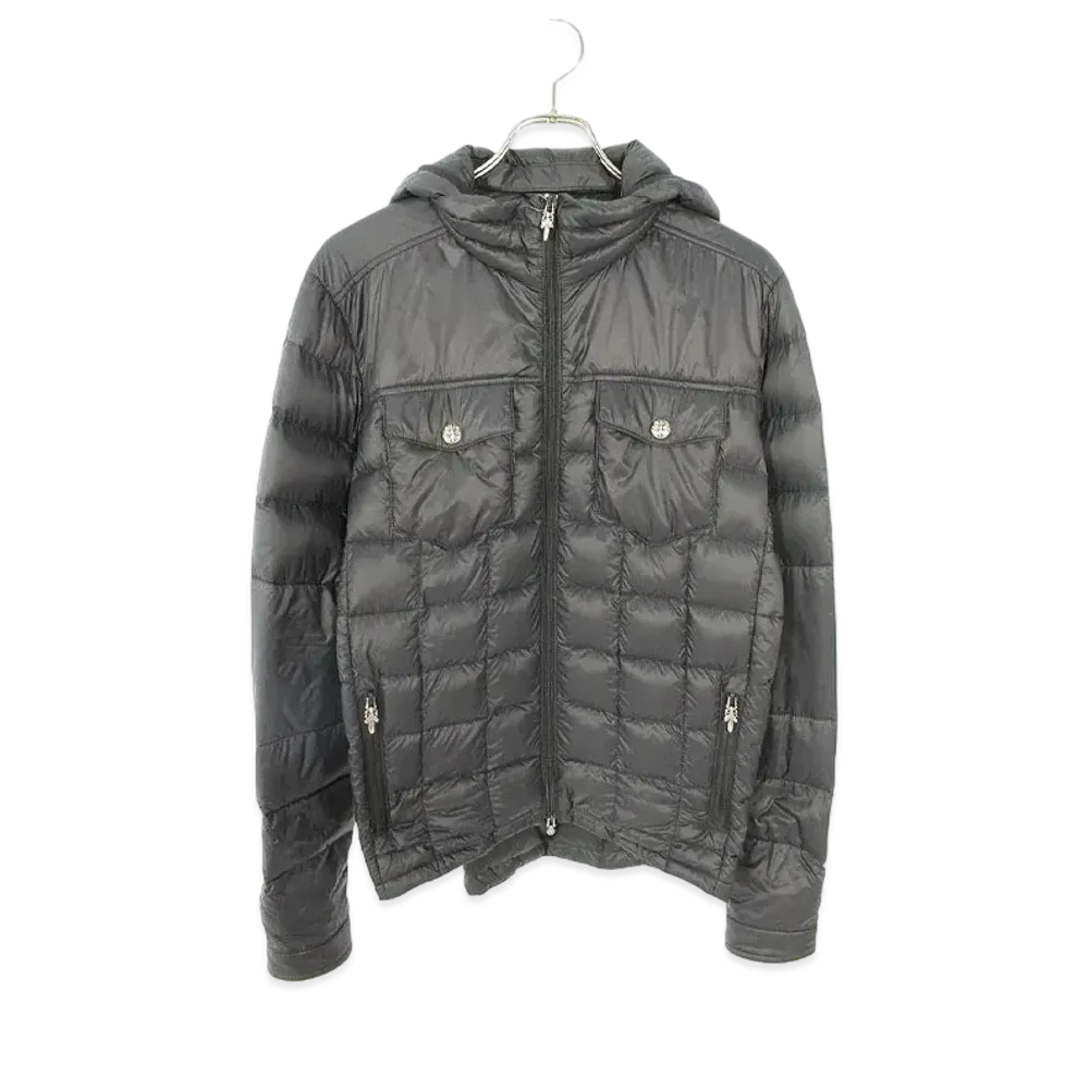 Chrome Hearts 2D2F Hooded Cross Ball Button Nylon Down Jacket "Black"