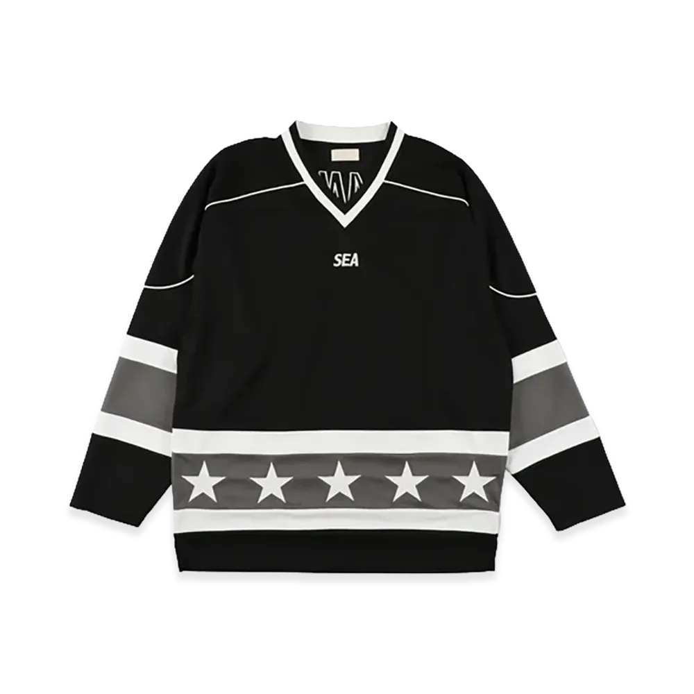 WIND AND SEA Oversized Hockey Shirt "Black Gray"