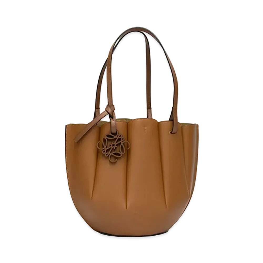 LOEWE Small Shell Tote Bag In Classic Calfskin "Tan"