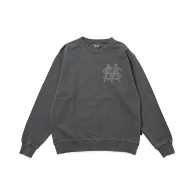 MFC STORE x AVIREX MS Classic Logo Fade Wash Crewneck "Charcoal"