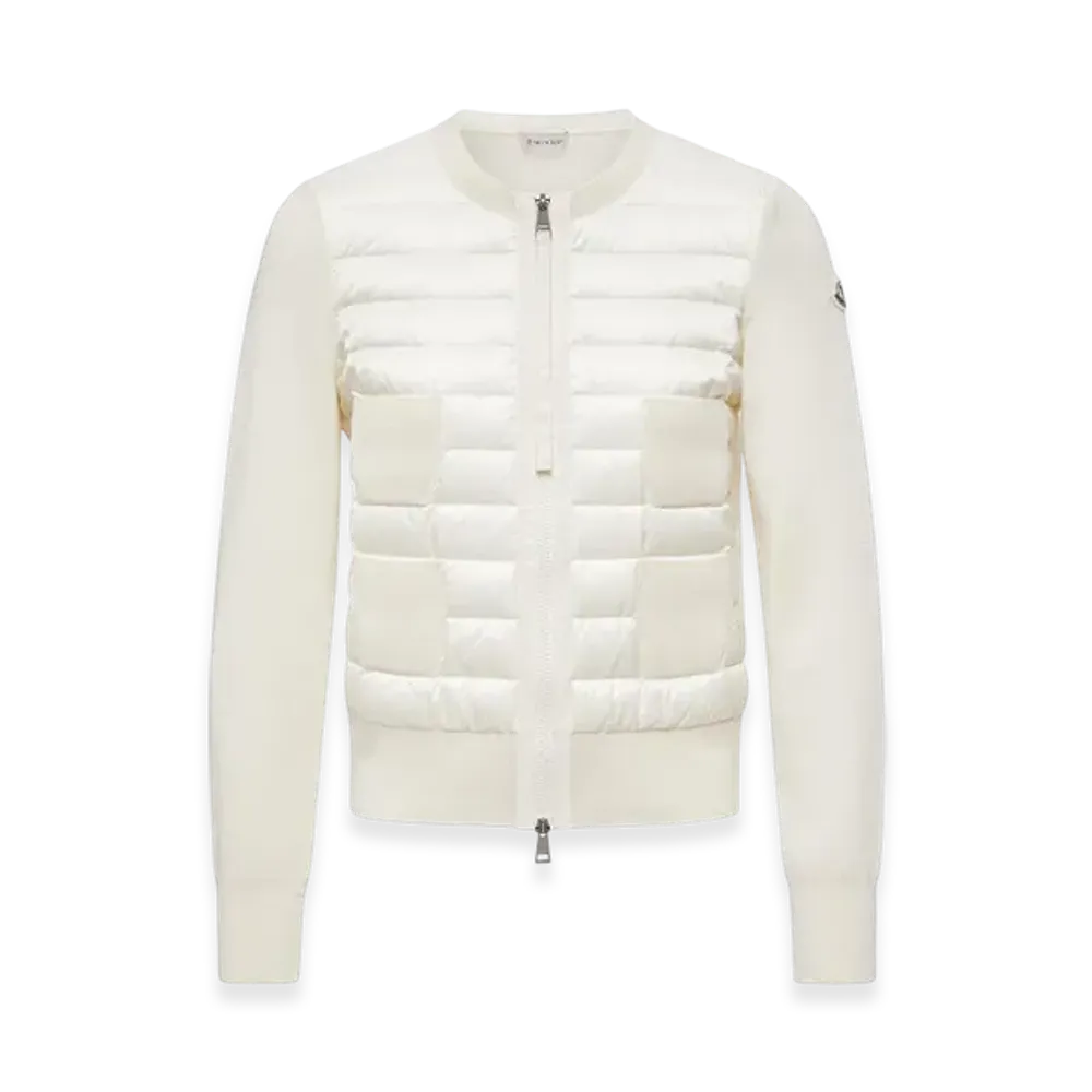 MONCLER Padded Wool Zip-Up Cardigan "White"