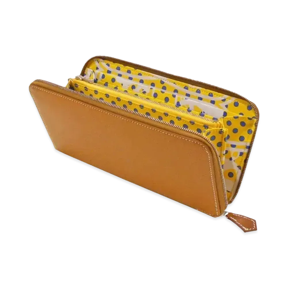Hermes Azap Silk'In Long Veau Epsom/Silk "Gold/Jaune/Silver"