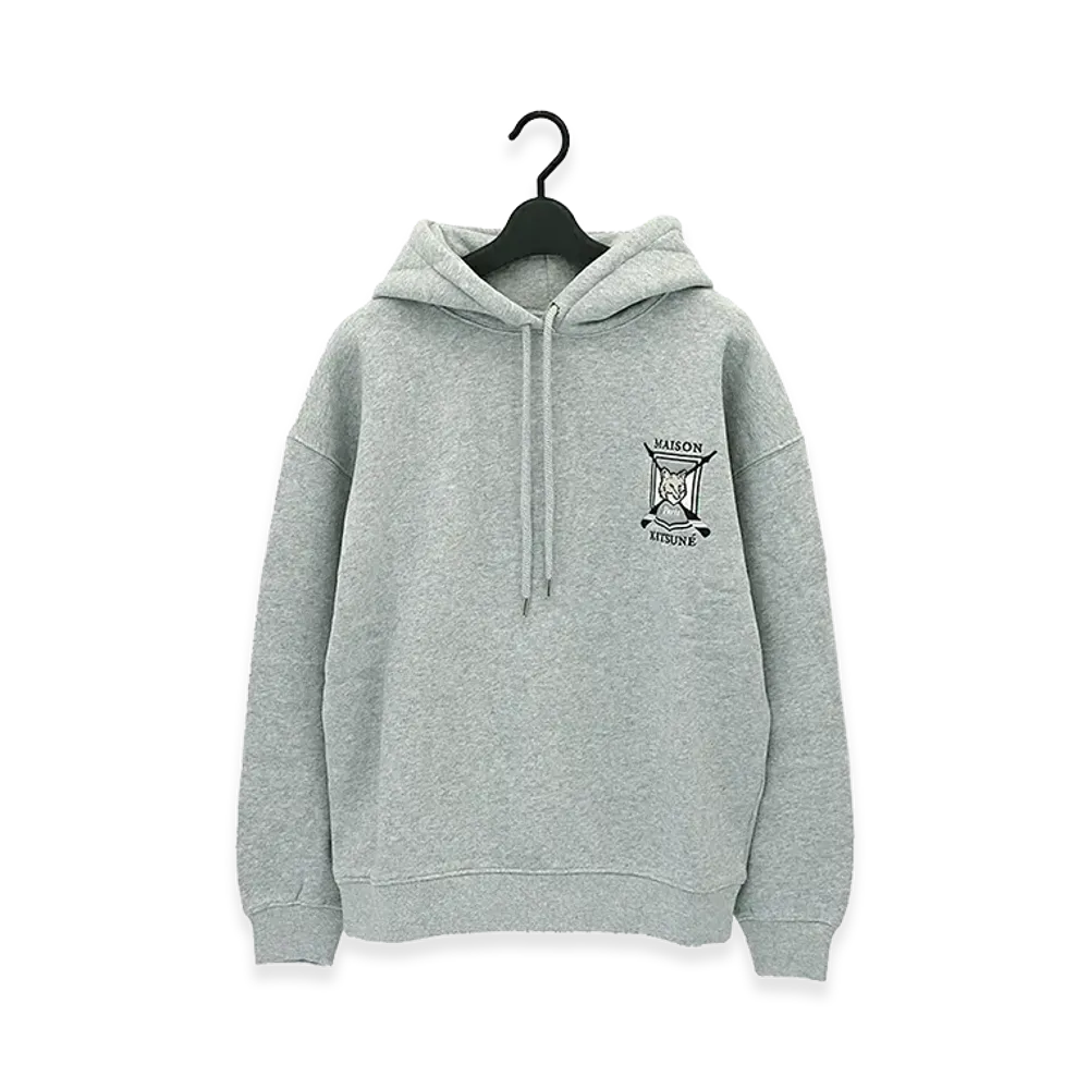 Maison Kitsune College Fox Embroidered Comfort Hoodie "Light Grey Melange"