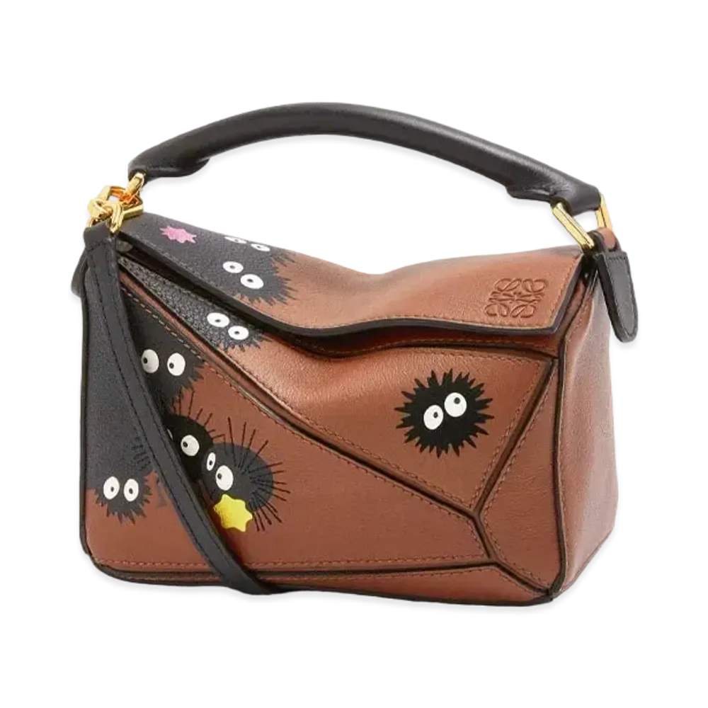 LOEWE x Spirited Away Susuwatari Mini Puzzle Bag In Classic Calfskin "Havana"