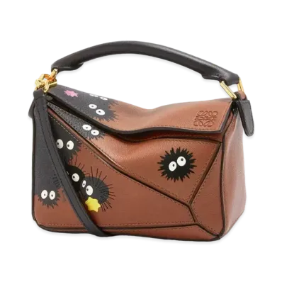 LOEWE x Spirited Away Susuwatari Mini Puzzle Bag In Classic Calfskin "Havana"