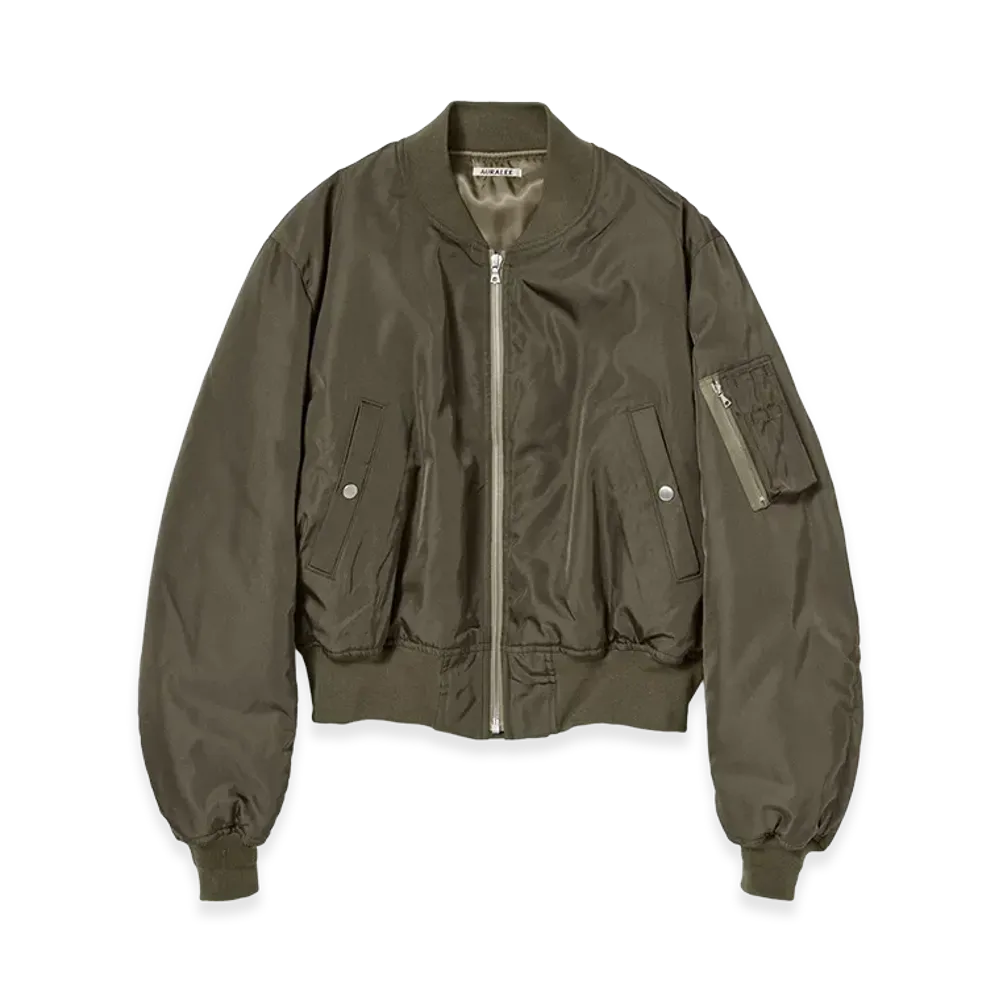 AURALEE High Density Silk Twill Flight Blouson "Dark Olive"