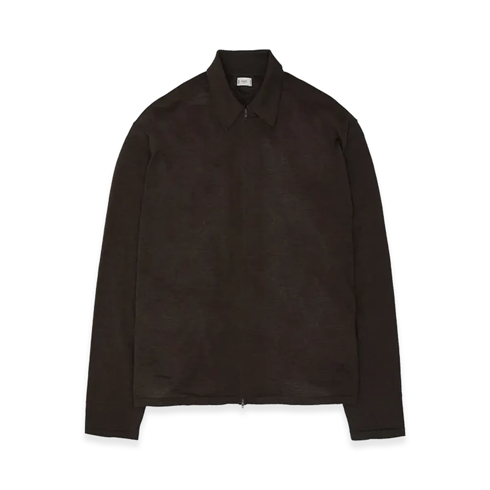 YOKE Ramie Wool Zip Knit Shirt "Brown"