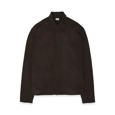 YOKE Ramie Wool Zip Knit Shirt "Brown"