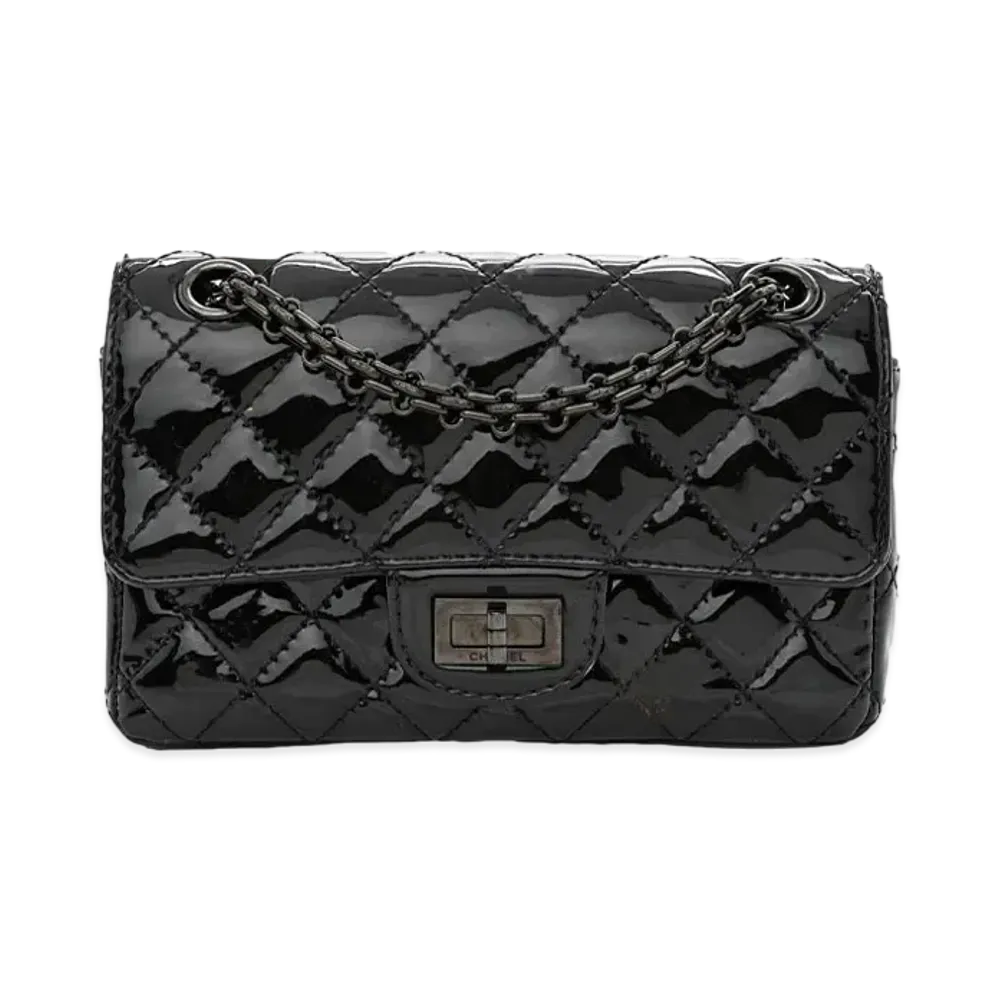 CHANEL 2.55 Chain Shoulder Patent Calfskin "So Black"