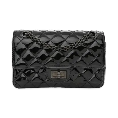 CHANEL 2.55 Chain Shoulder Patent Calfskin "So Black"